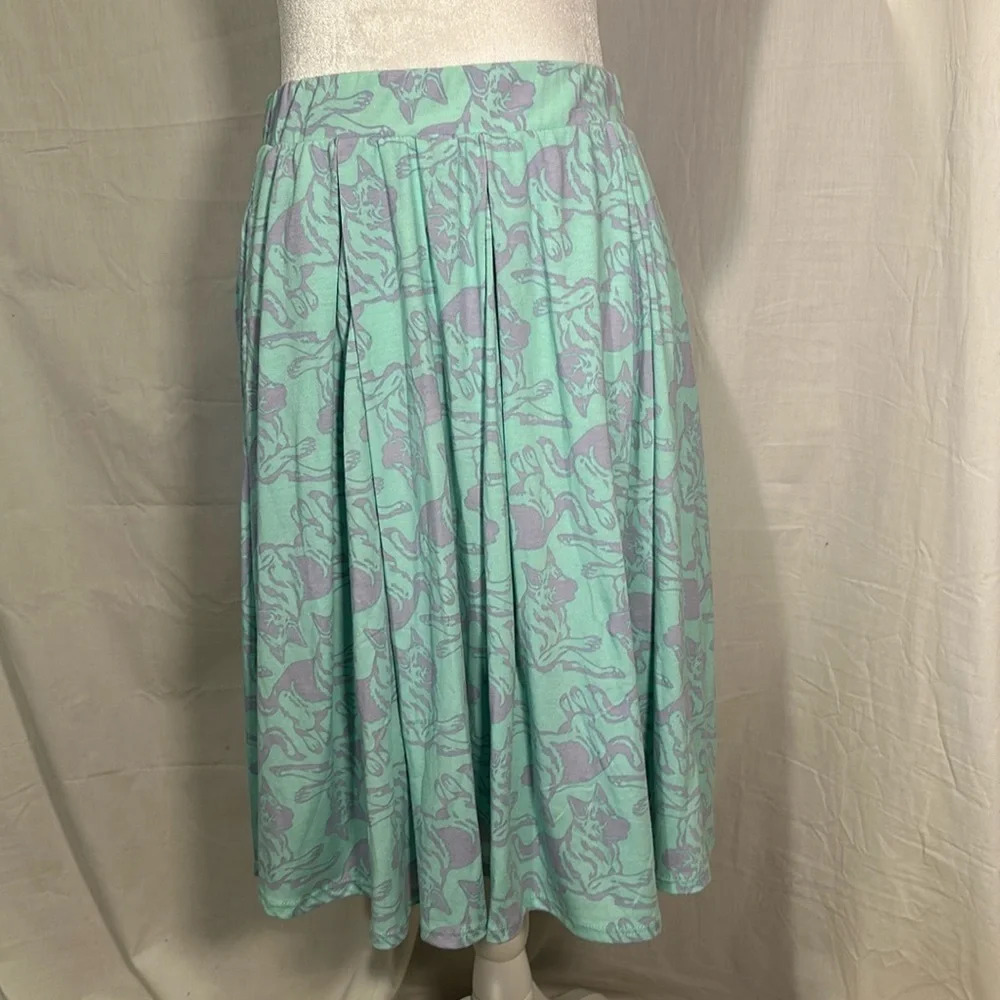 women's blue & purple Lularoe Madison German shepherd print skirt size medium